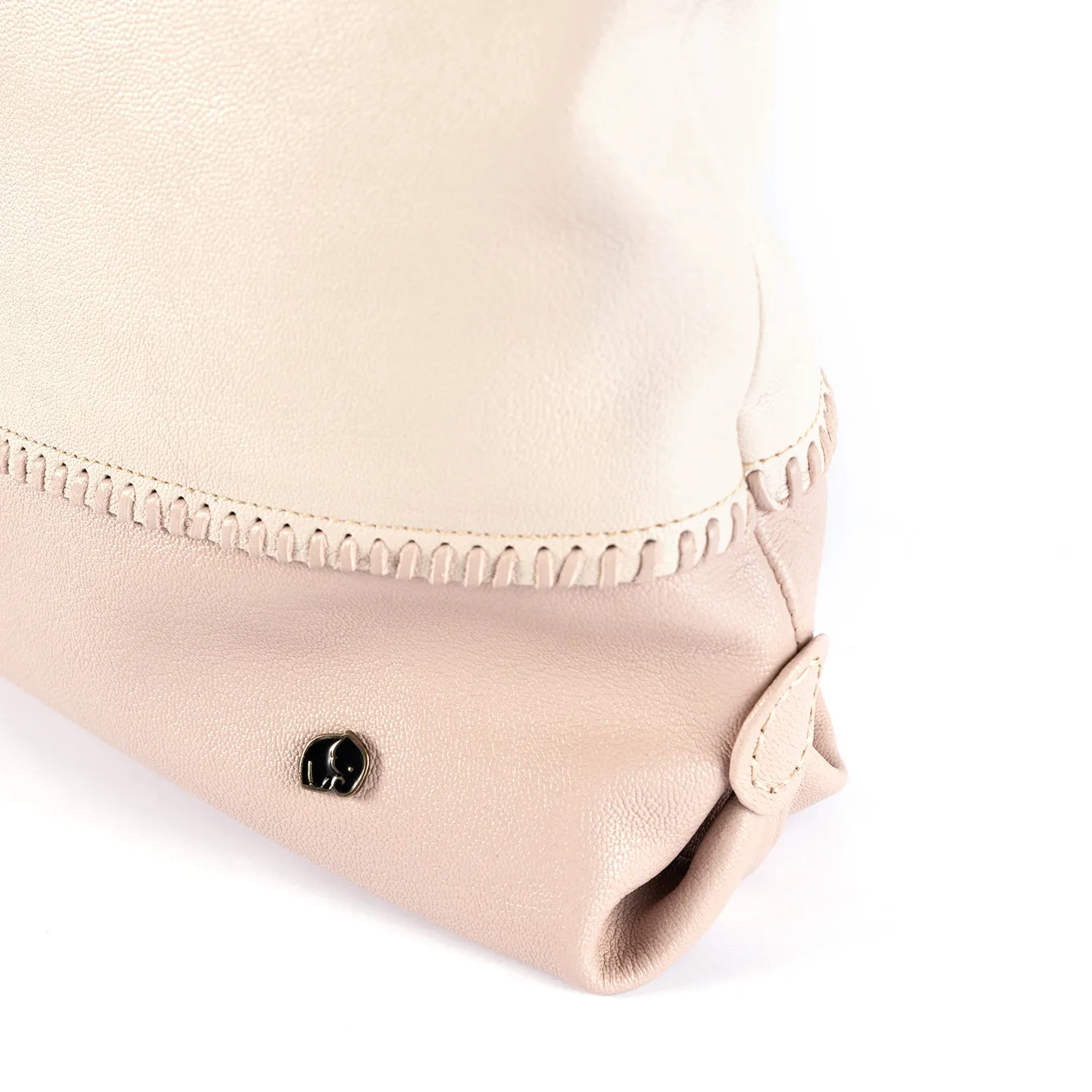 Omari : Ladies Leather Shopper Handbag in Cream and Rose Cayak