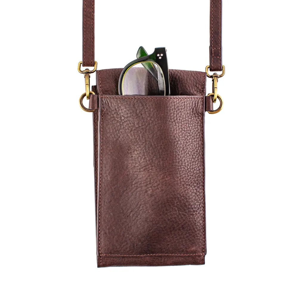 On the Move Leather Phone Bag in Bordeaux Red  | Available to ship March 4, 2025