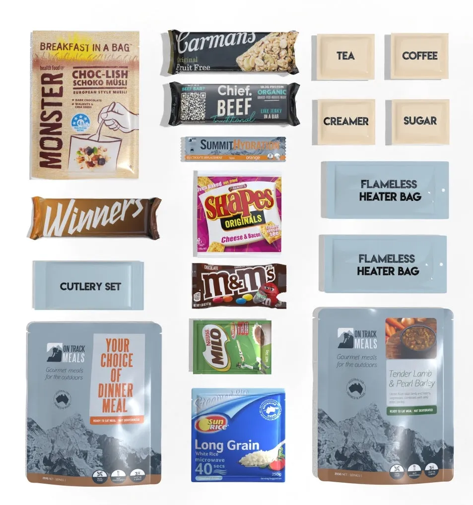 On Track Meals Go Pack – 24-Hour Adventure & Emergency Ration Kit -MEAT- | Ready-to-Eat with Flameless Heating