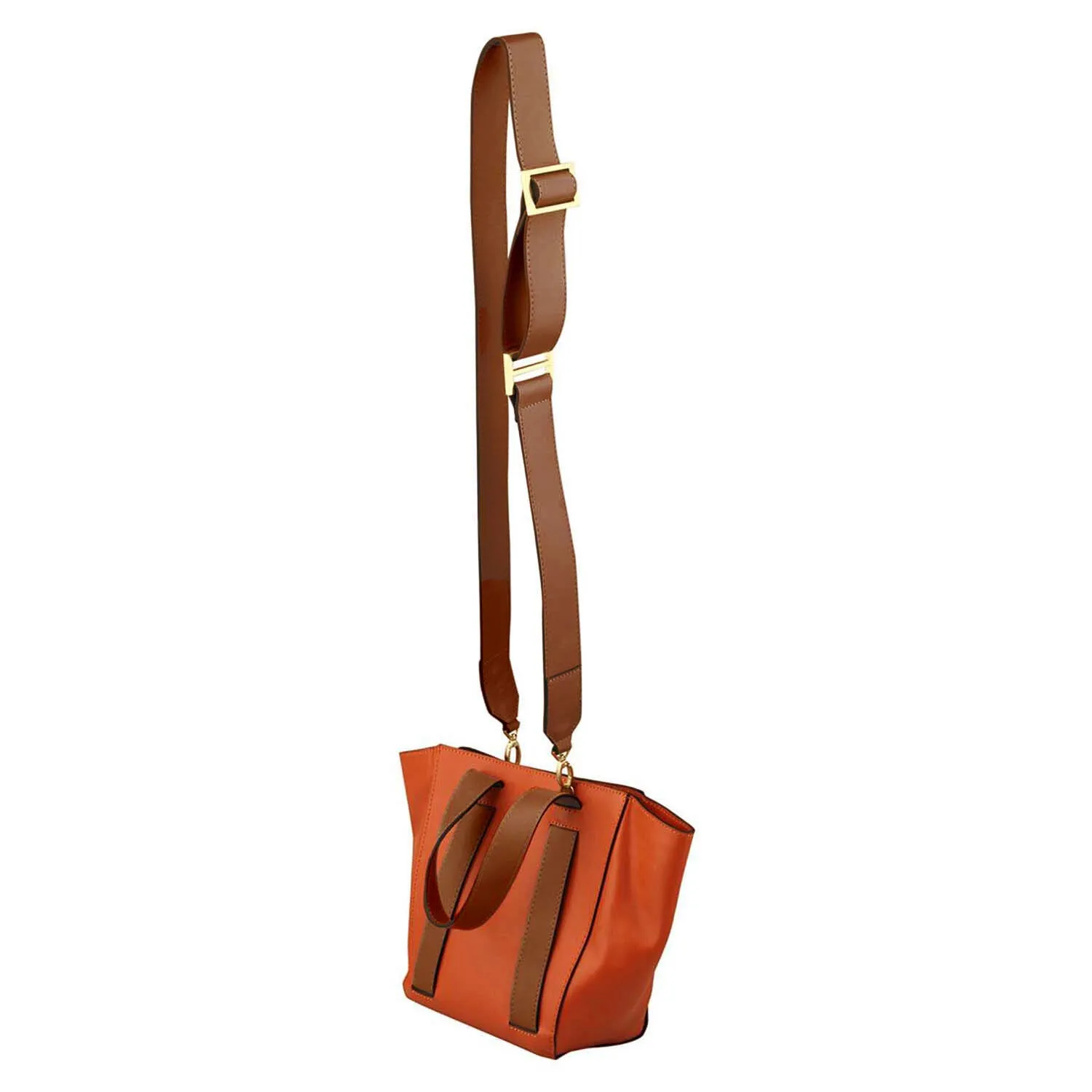 Orange   Camel | Small Structured Tote Bag