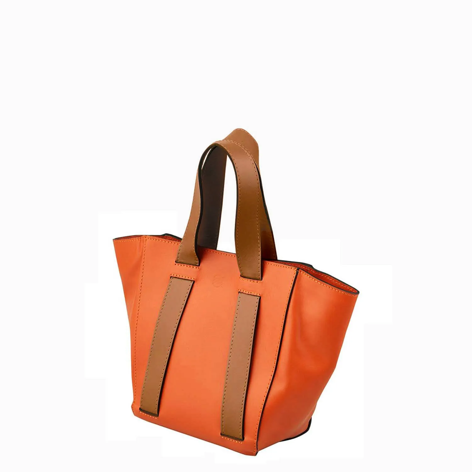 Orange   Camel | Small Structured Tote Bag