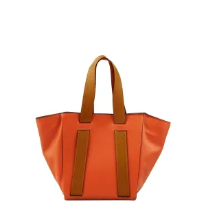 Orange   Camel | Small Structured Tote Bag