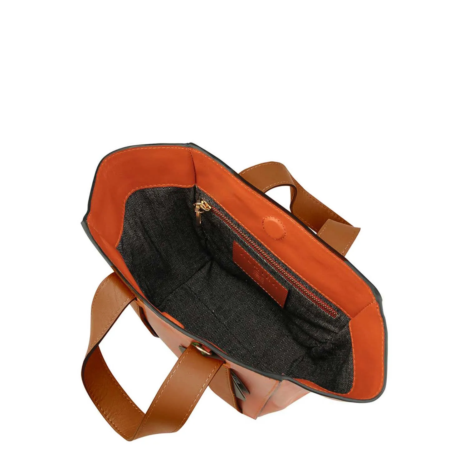 Orange   Camel | Small Structured Tote Bag