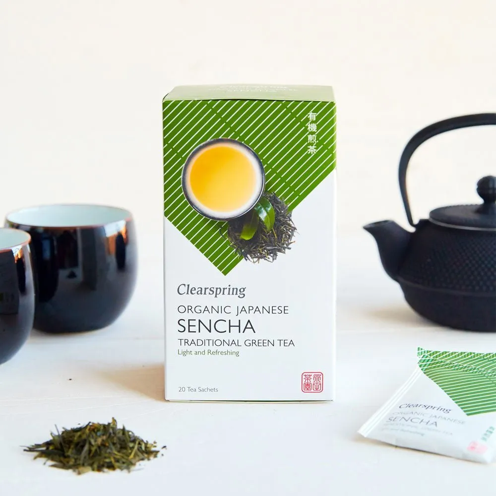 Organic Japanese Sencha Green Tea - 20 Tea Sachets (4 Pack)