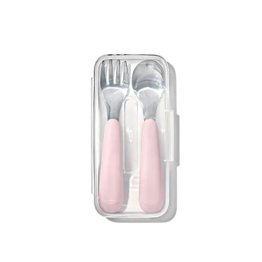 Oxo Tot On-the-Go Fork and Spoon Set (Blossom)