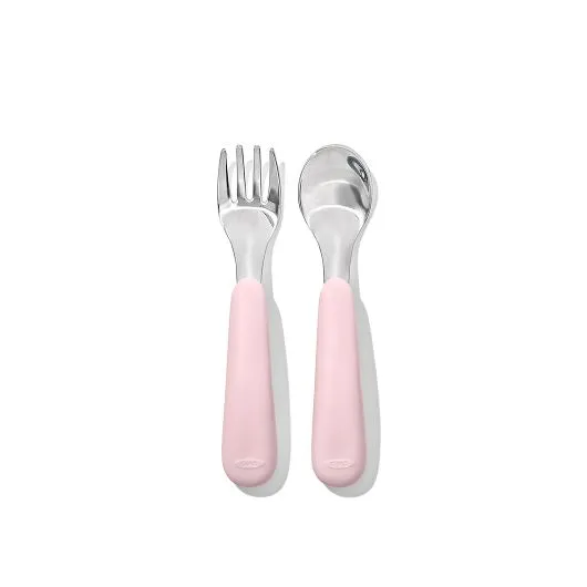 Oxo Tot On-the-Go Fork and Spoon Set (Blossom)