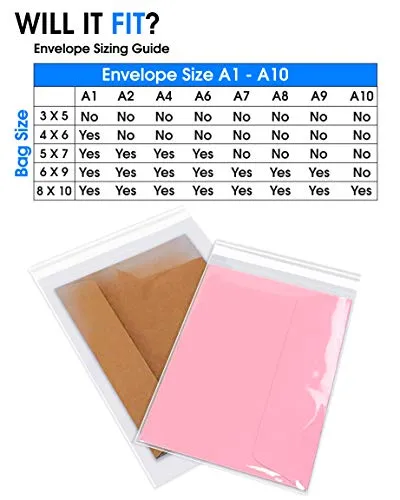 Pack It Chic - 5” X 7” (200/1000 Pack) Clear Resealable Polypropylene Bags - Fits 5X7 Prints, Photos, A2 A4 A6 Cards & Envelopes - Self Seal