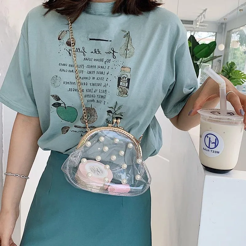Pearl Jelly Chain Messenger Bag Women