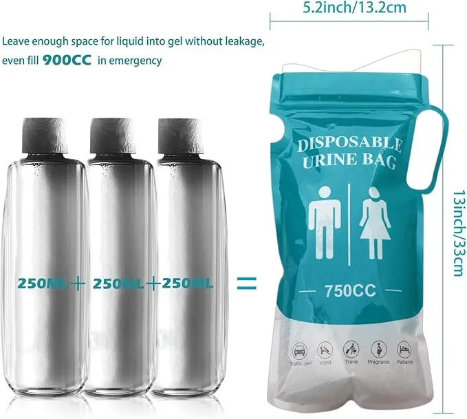 Pee Bags for Travel for Men12pcs Urinal Bags 750ML Disposable Urine Bag