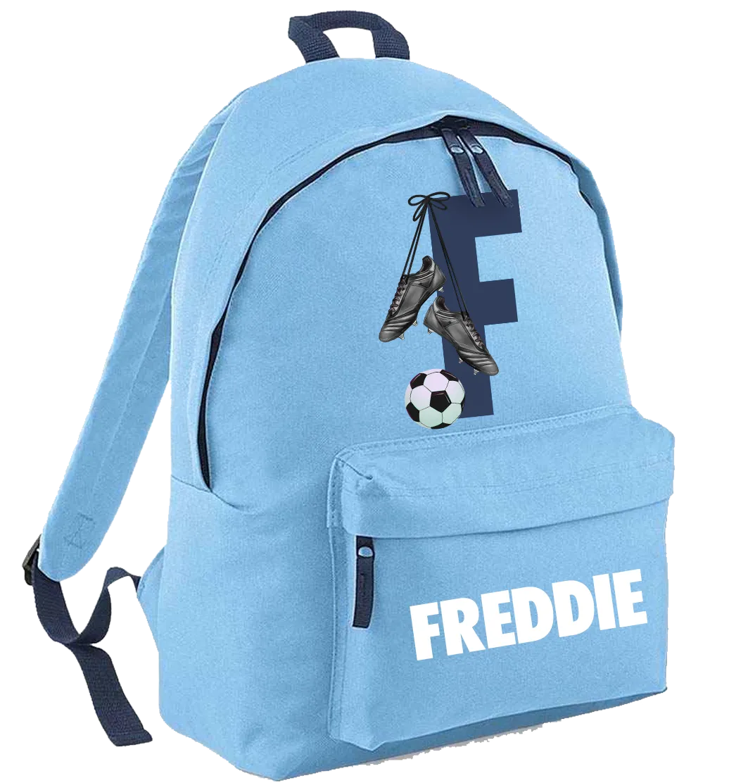 Personalised Football Initial & Name Backpack - other back pack colour options!