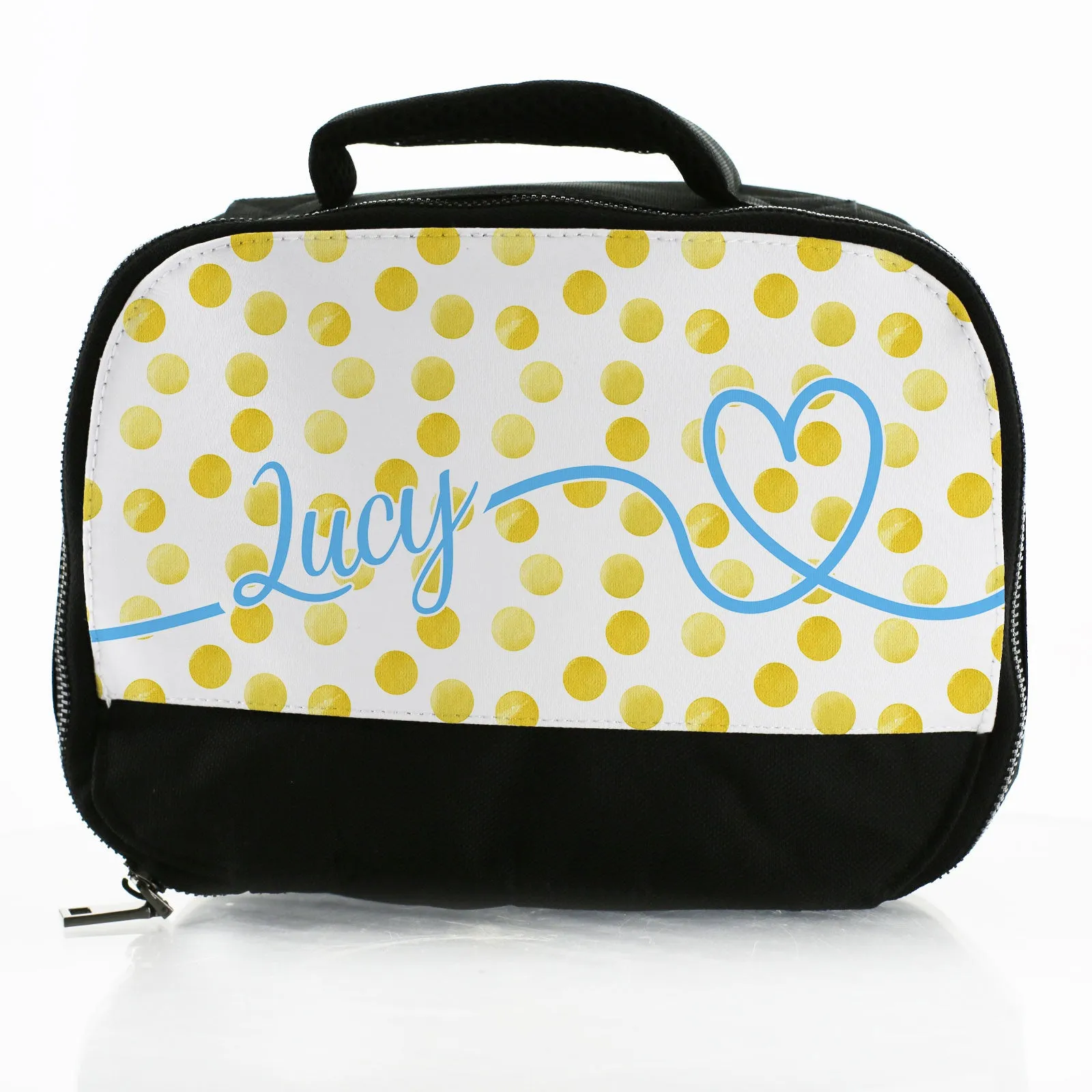 Personalised Lunch Bag with Yellow Polka & Name