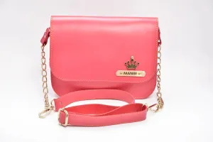 Personalized Chained Sling Bag - Pink