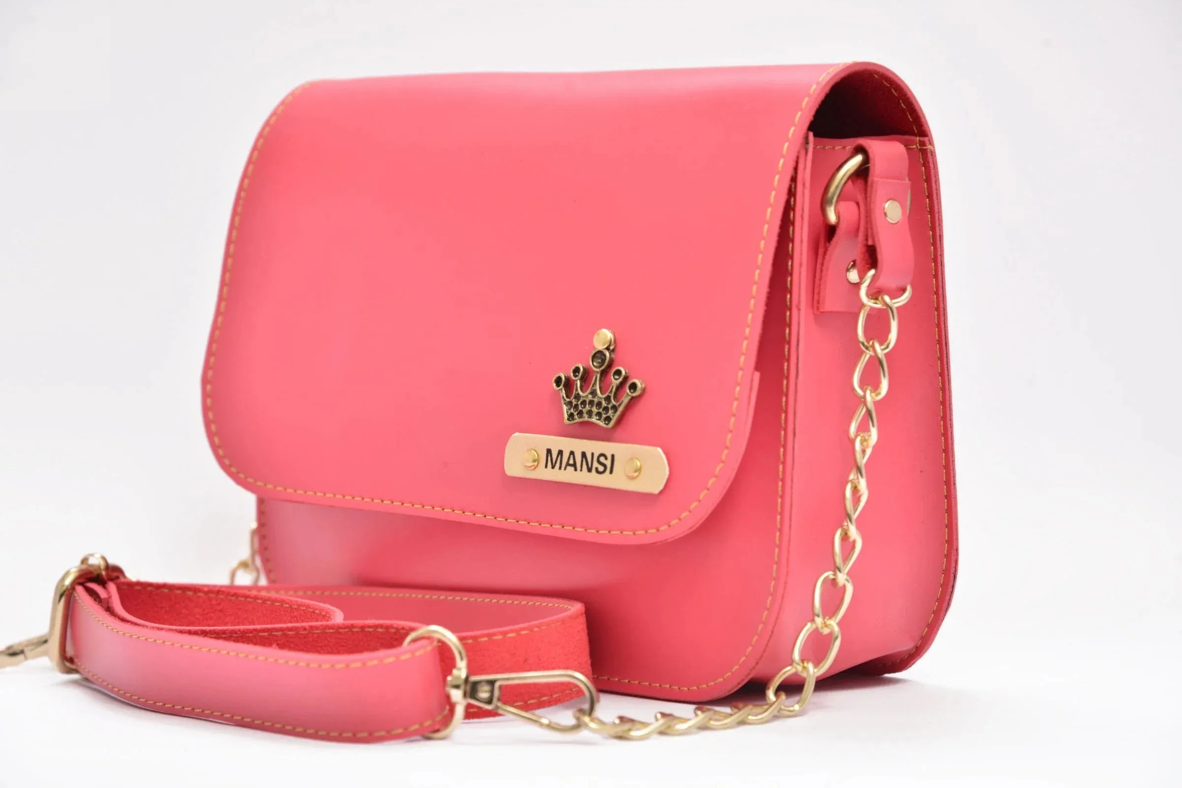 Personalized Chained Sling Bag - Pink