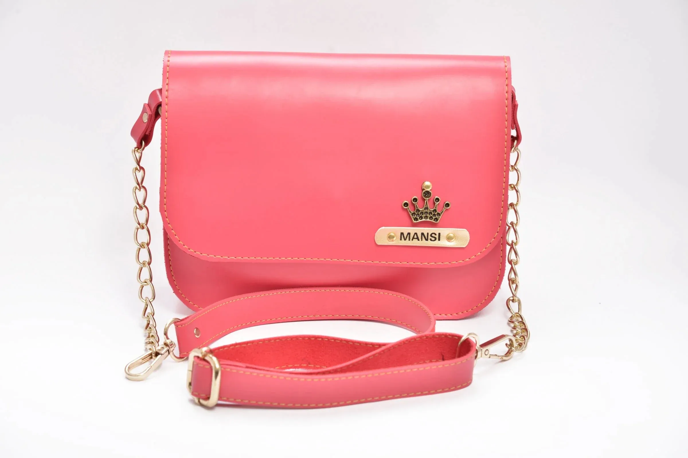 Personalized Chained Sling Bag - Pink