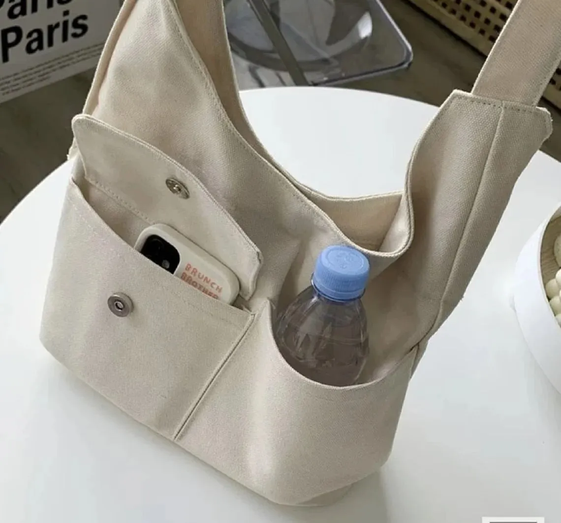 Personalized Multi-Pocket Canvas Tote Bag