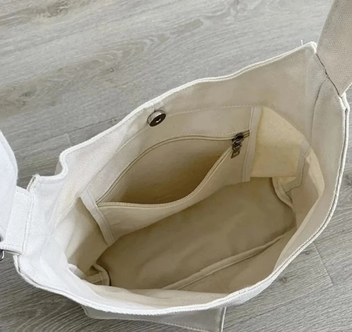Personalized Multi-Pocket Canvas Tote Bag