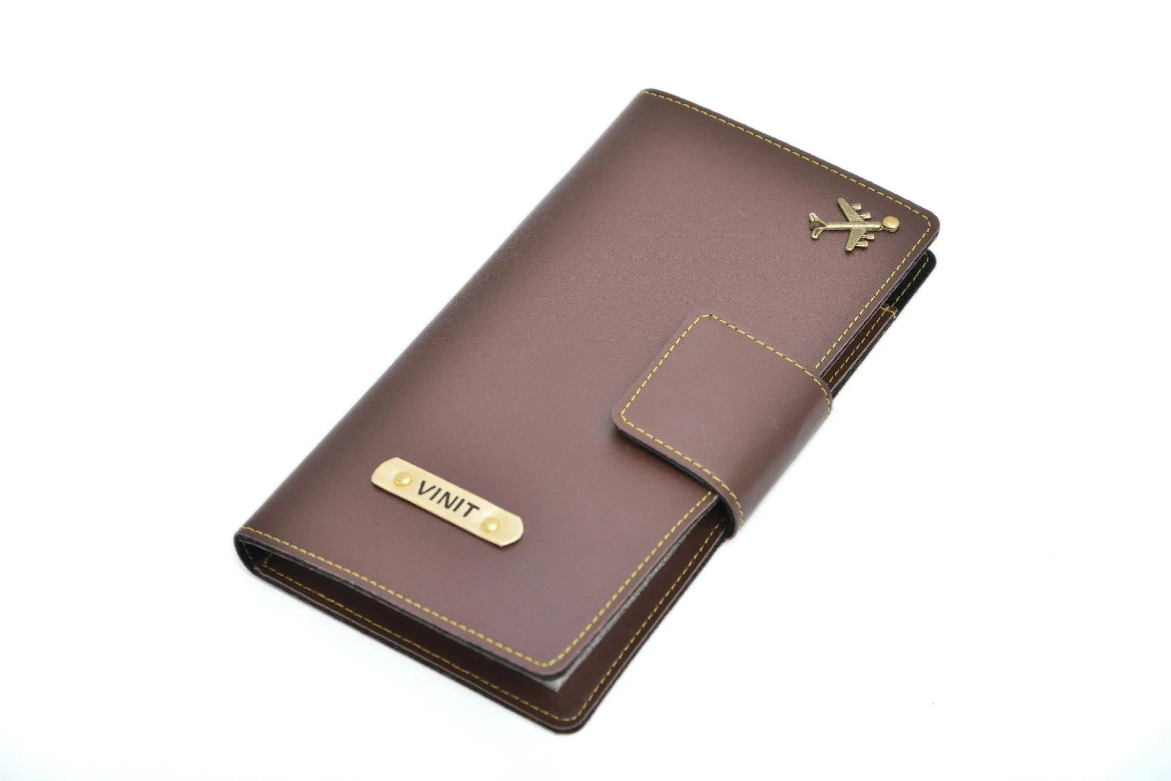 Personalized Travel Wallet (Buttoned) - Brown