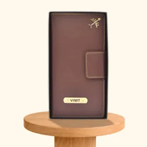 Personalized Travel Wallet (Buttoned) - Brown