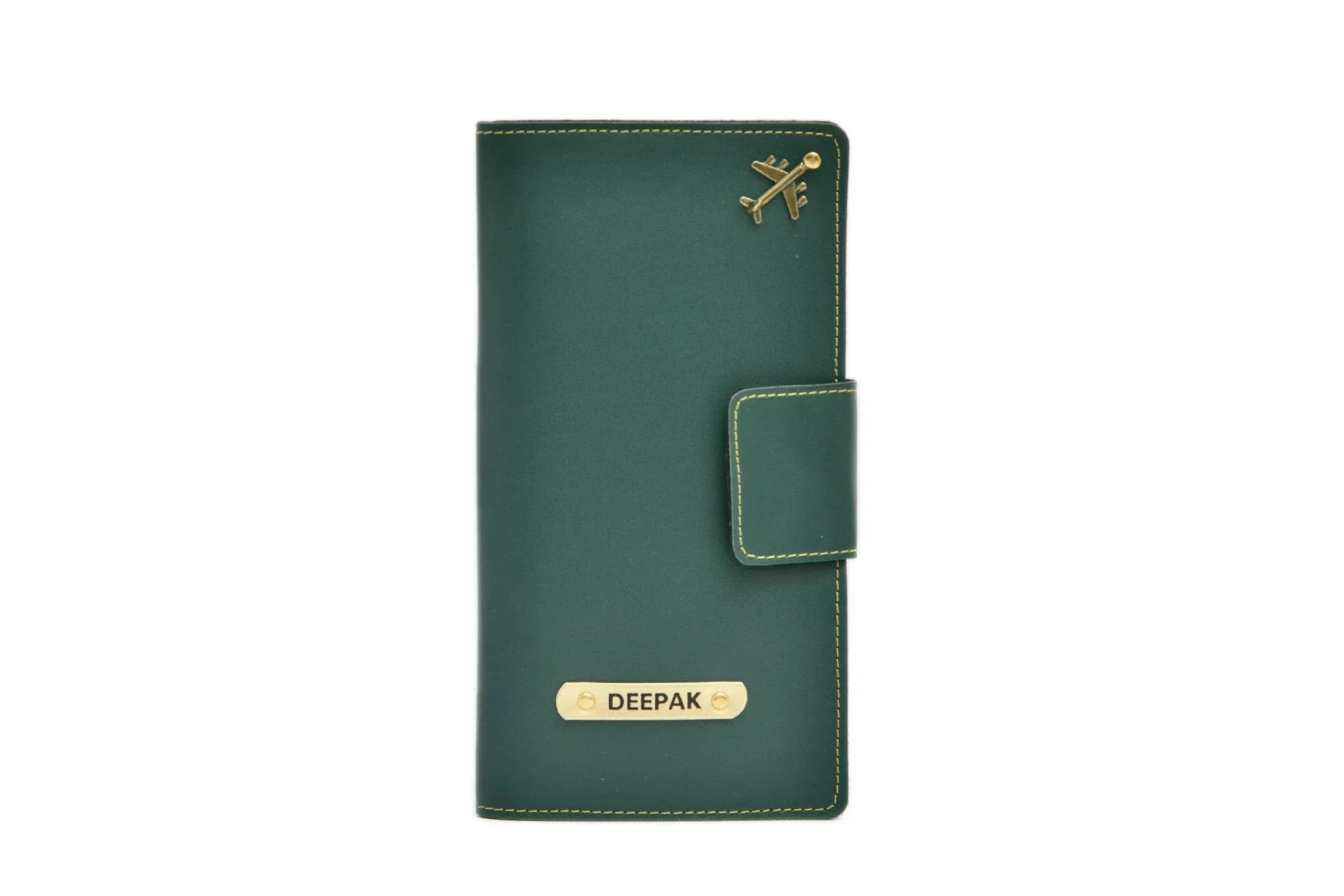 Personalized Travel Wallet (Buttoned) - Olive Green