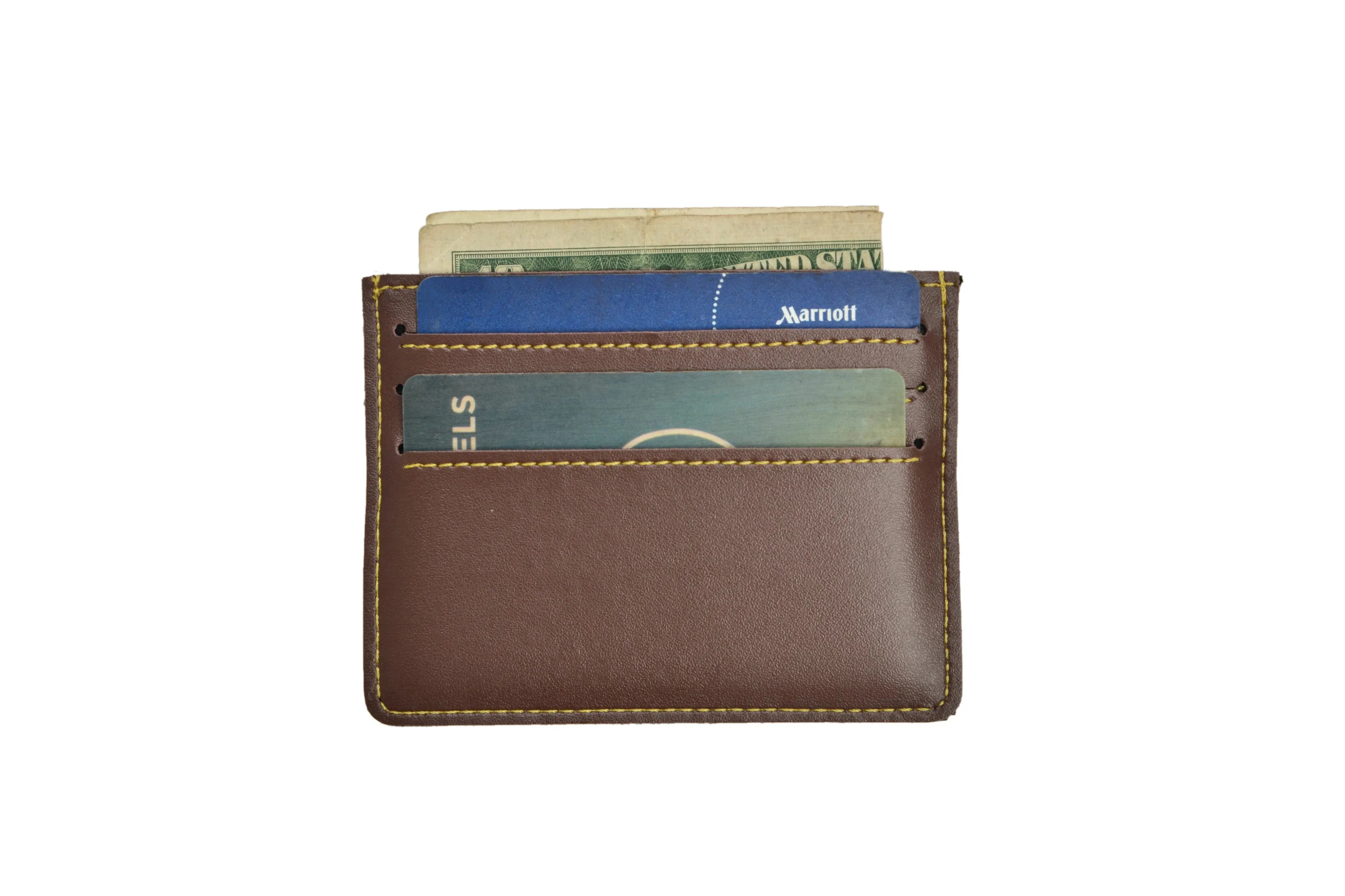 Personalized Vegan Leather Unisex Card Wallet - Brown