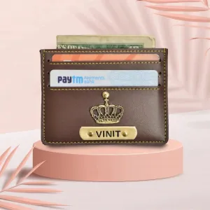 Personalized Vegan Leather Unisex Card Wallet - Brown