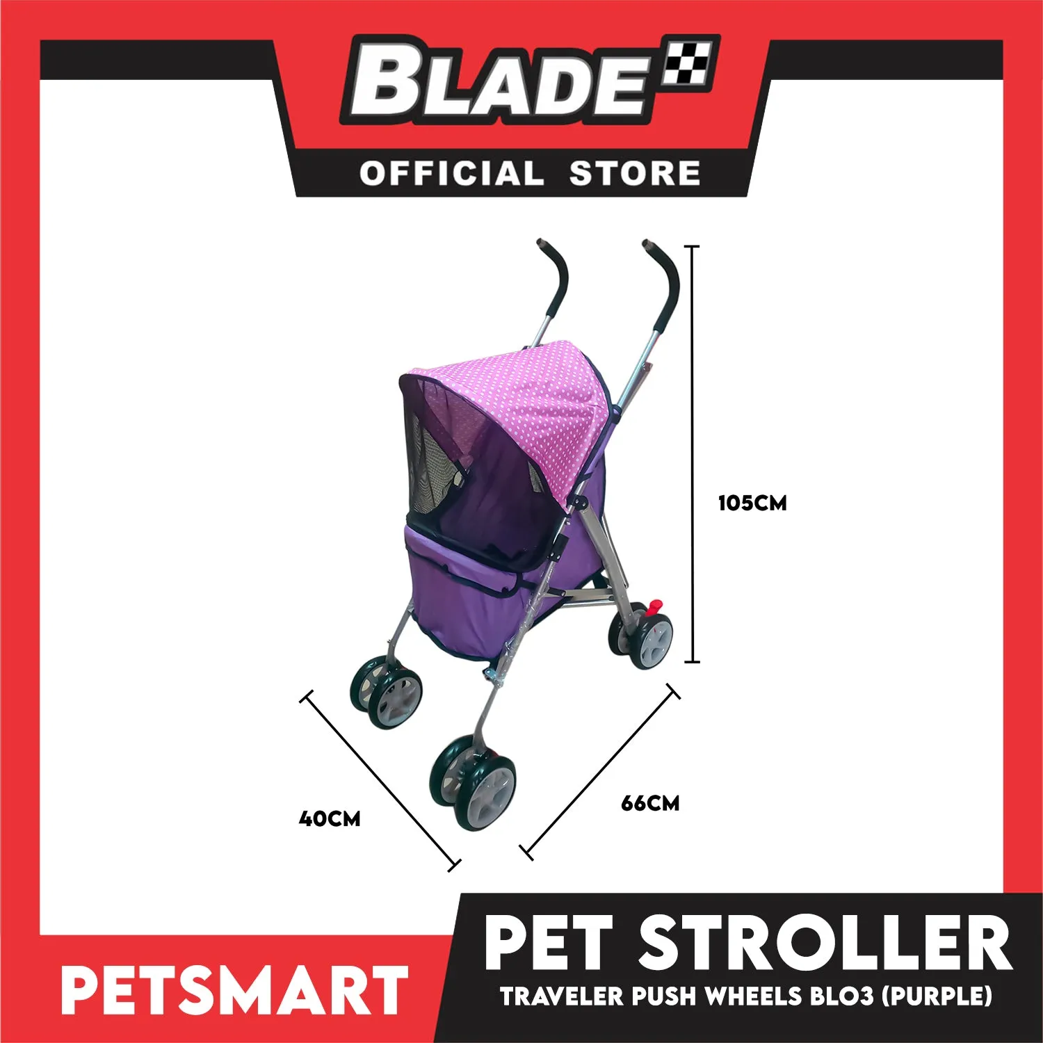 Pet Stroller Traveler Push Wheels BL03 (Purple)