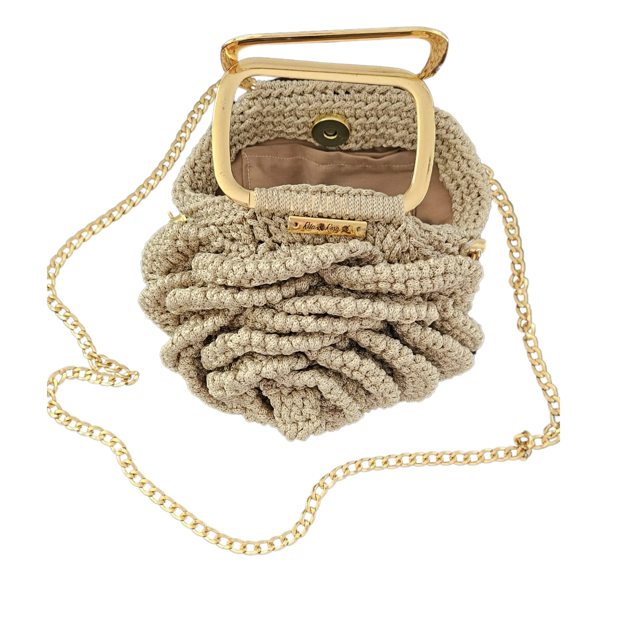 Petite Bloom Macramé Tote – Classic Bloom (With Handle)