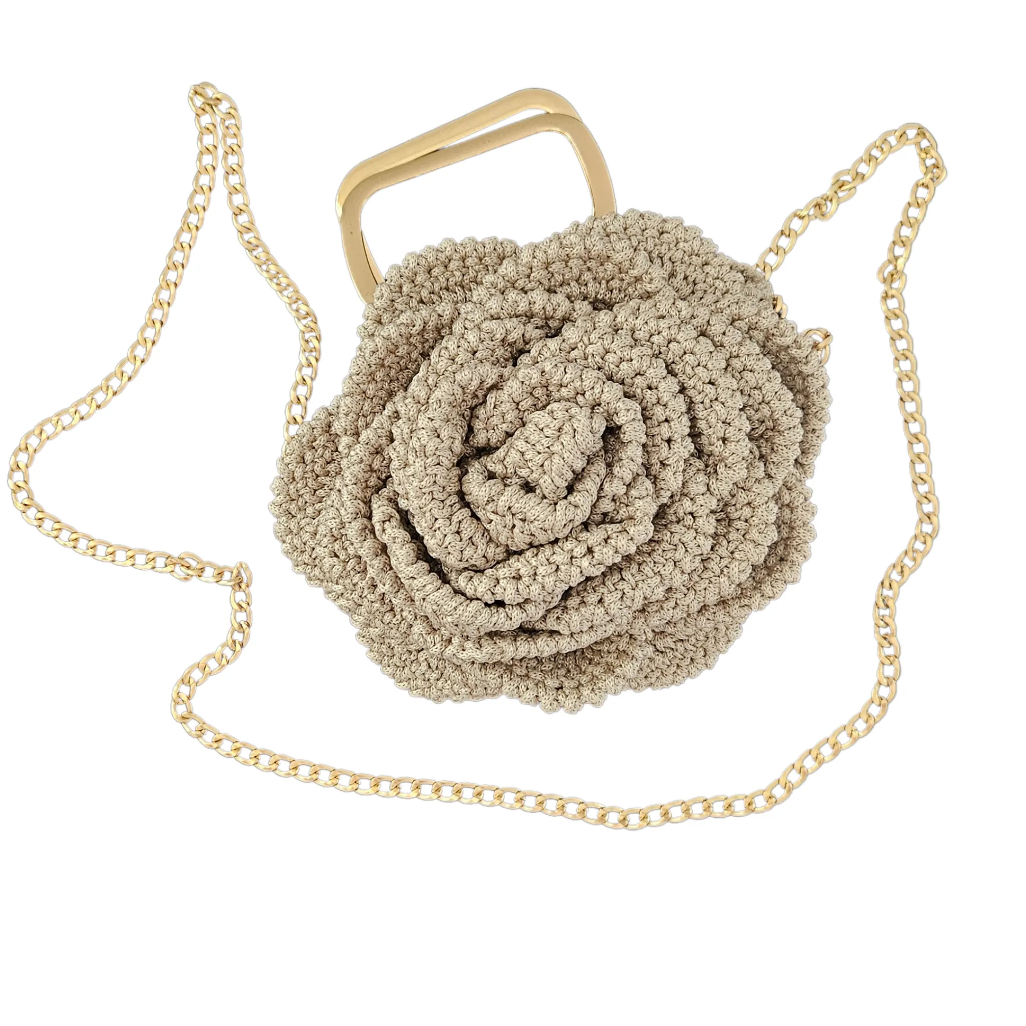 Petite Bloom Macramé Tote – Classic Bloom (With Handle)