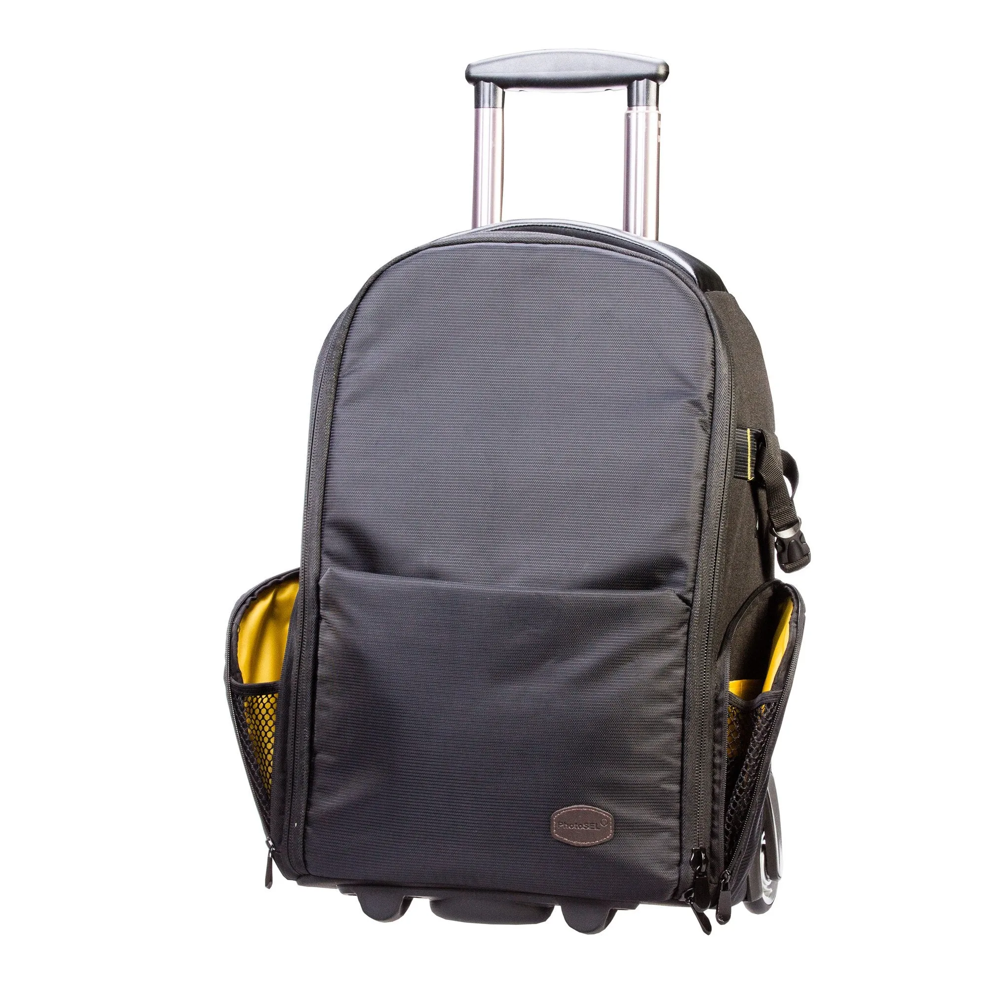 PhotoSEL Camera Roller Bag Case for SLR DSLR Lens, 17-Inch Laptop, Carry-On Compatible, Any-Weather Cover, Convertible Backpack, BG504