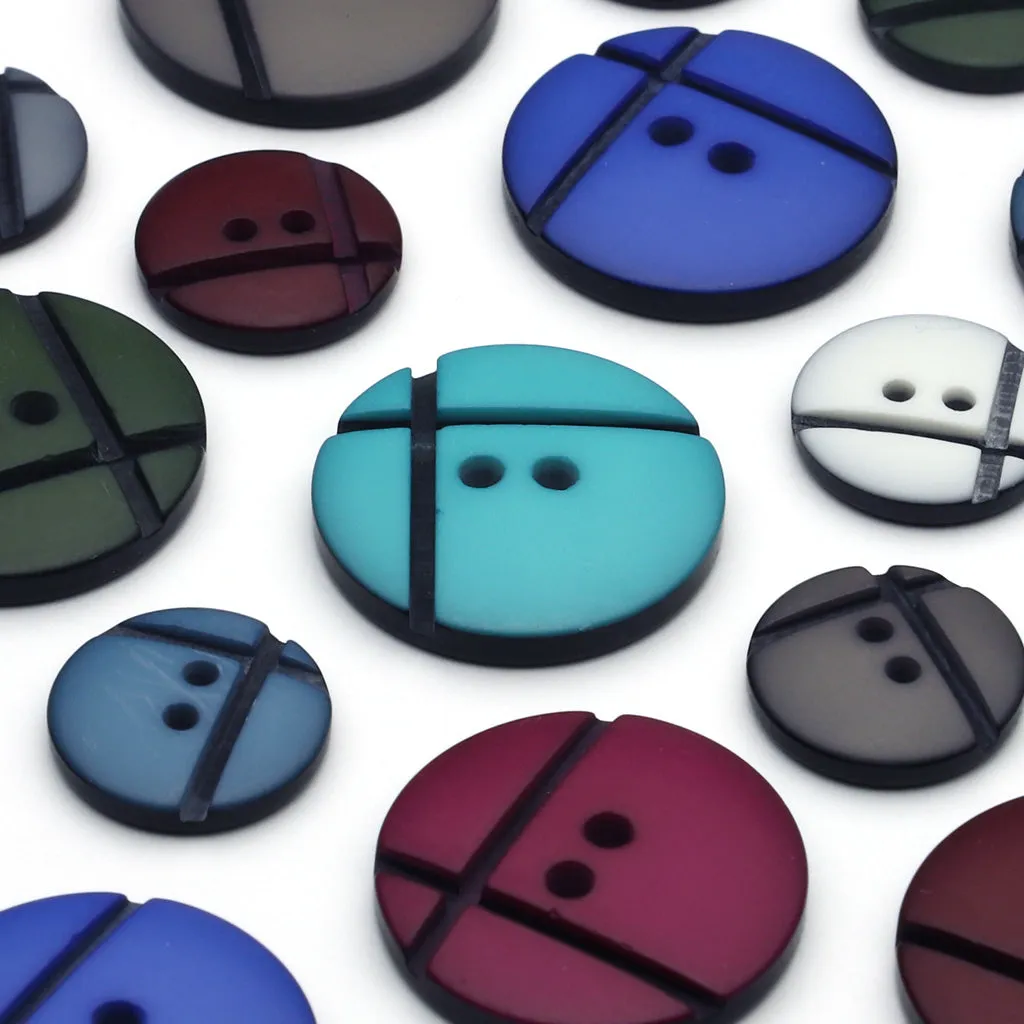 Plastic Button Blue Gray & Black