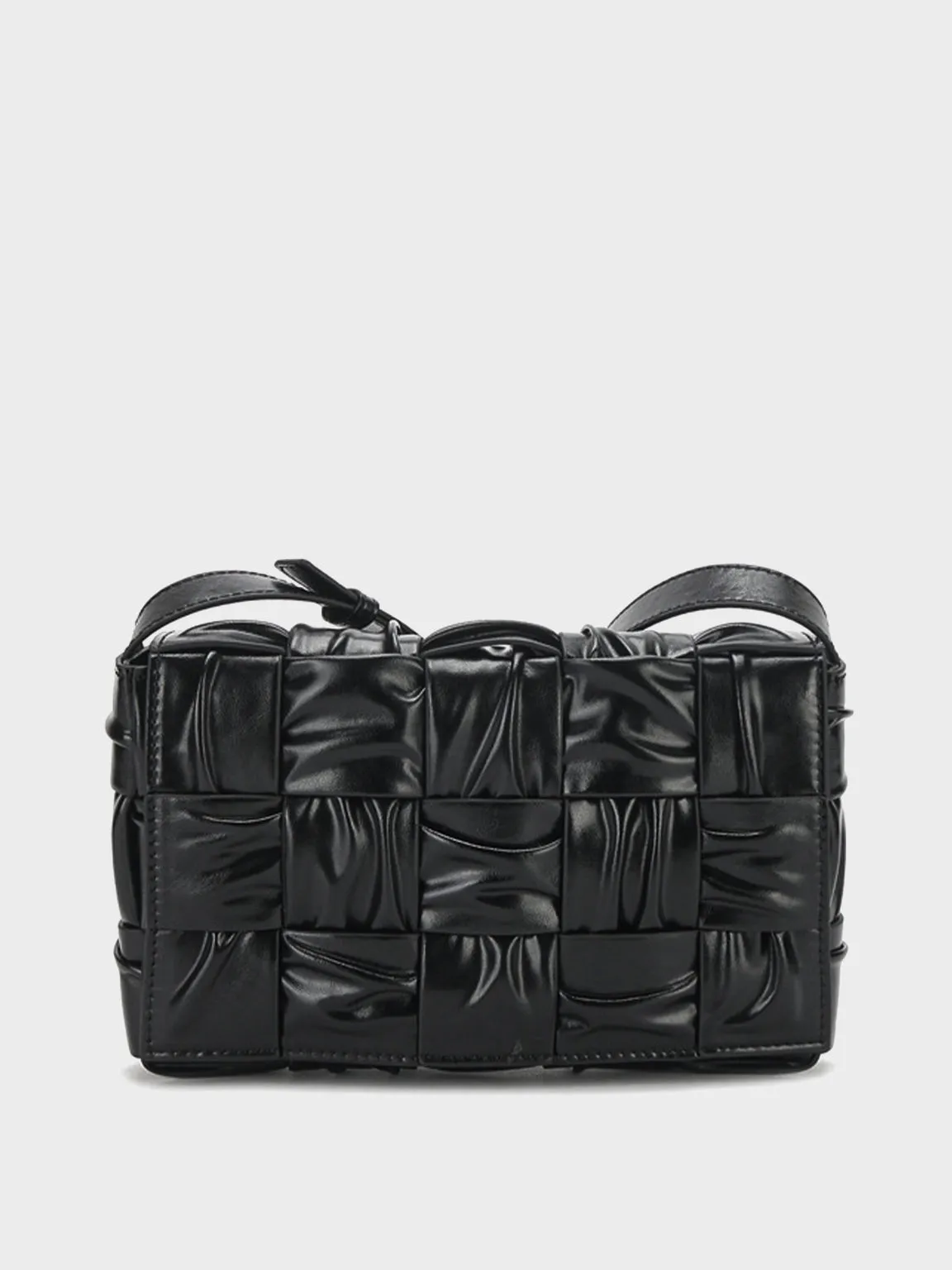 Pleated Cassette Shoulder Bag Woven Pillow Bag