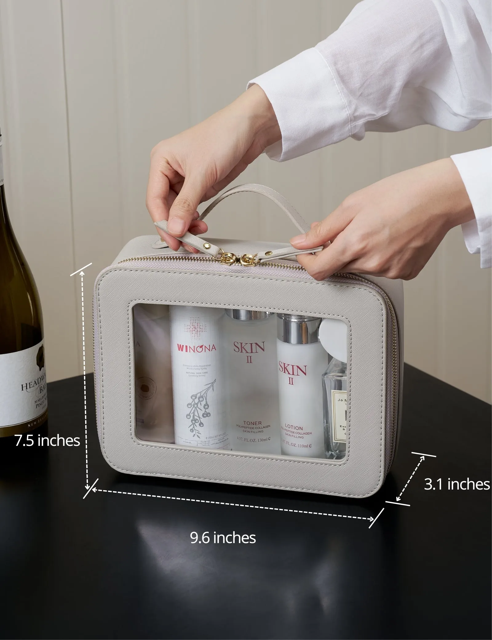 Popvibe Clear Makeup Bag, Large, Grey
