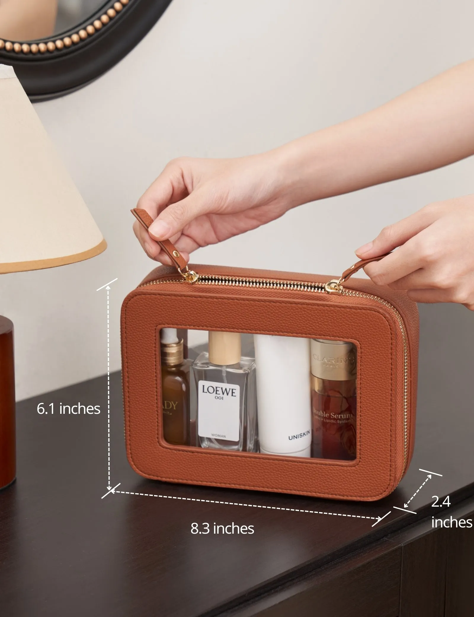 Popvibe Clear Makeup Bag, Medium, Brown