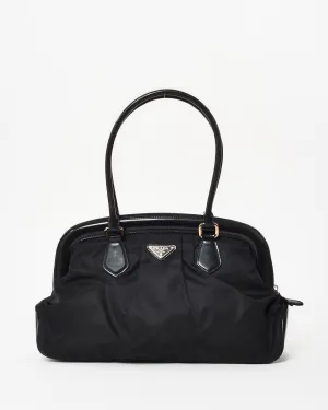Prada Black Leather Trim and Nylon Doctor Shoulder Bag
