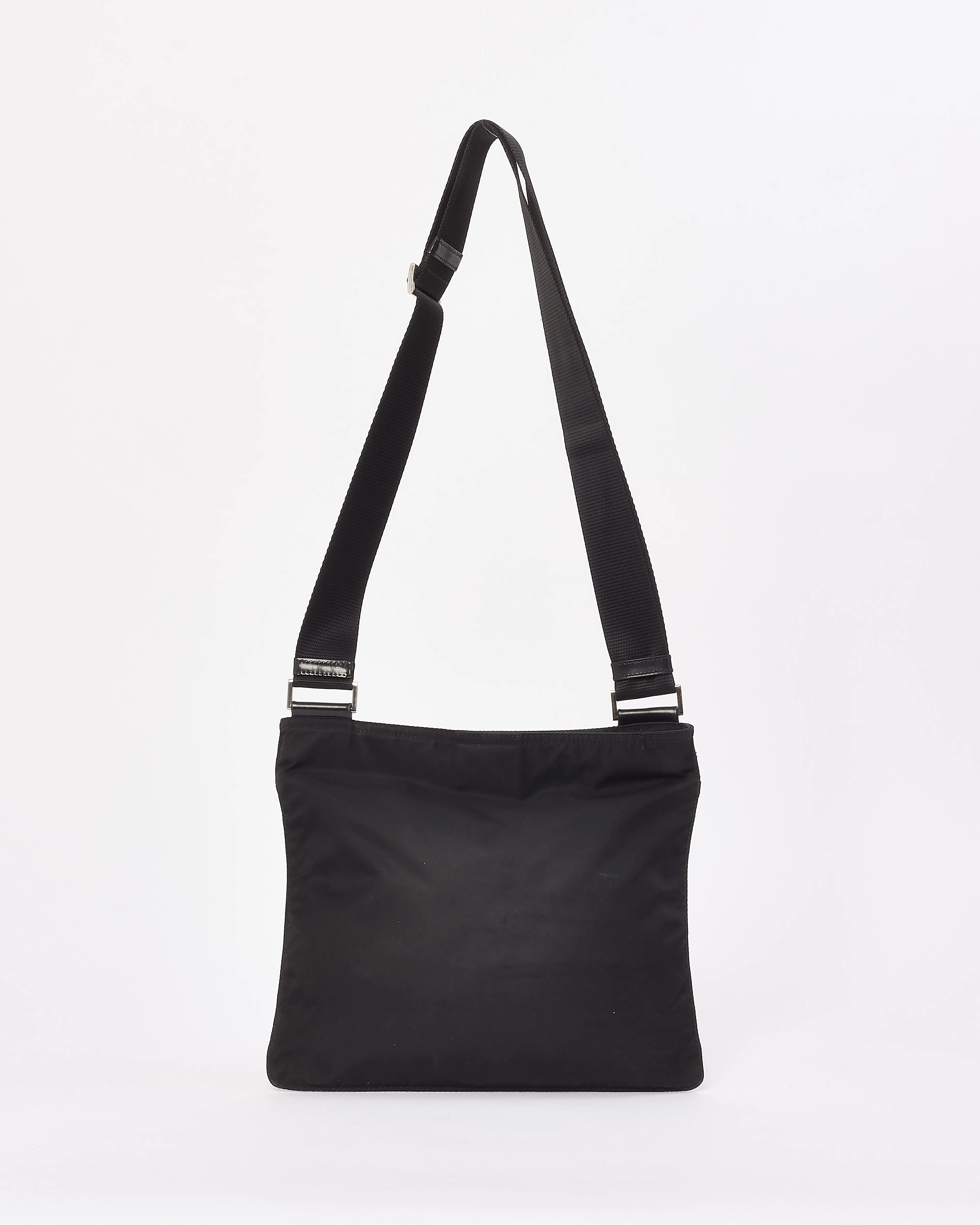 Prada Black Nylon Tessuto Flat Messenger Bag