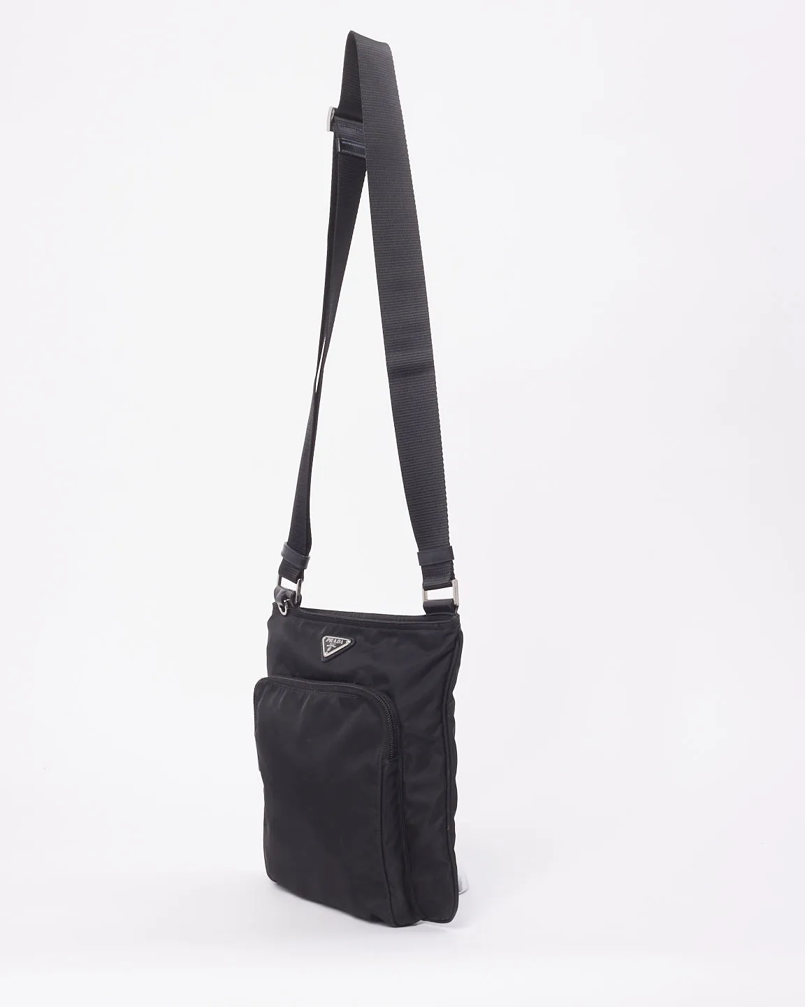 Prada Black Nylon Tessuto Flat with Front Pocket  Messenger Crossbody Bag