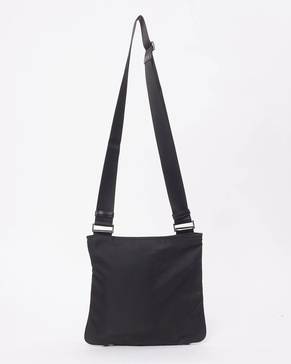 Prada Black Nylon Tessuto Flat with Front Pocket  Messenger Crossbody Bag
