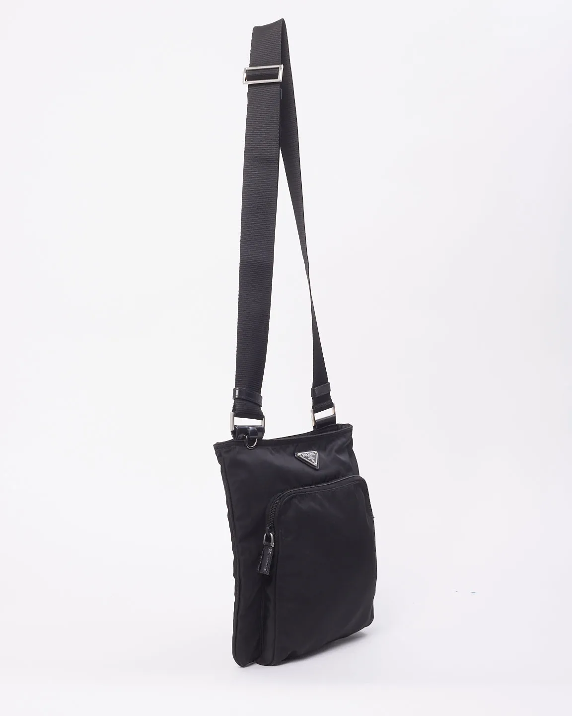 Prada Black Nylon Tessuto Flat with Front Pocket  Messenger Crossbody Bag