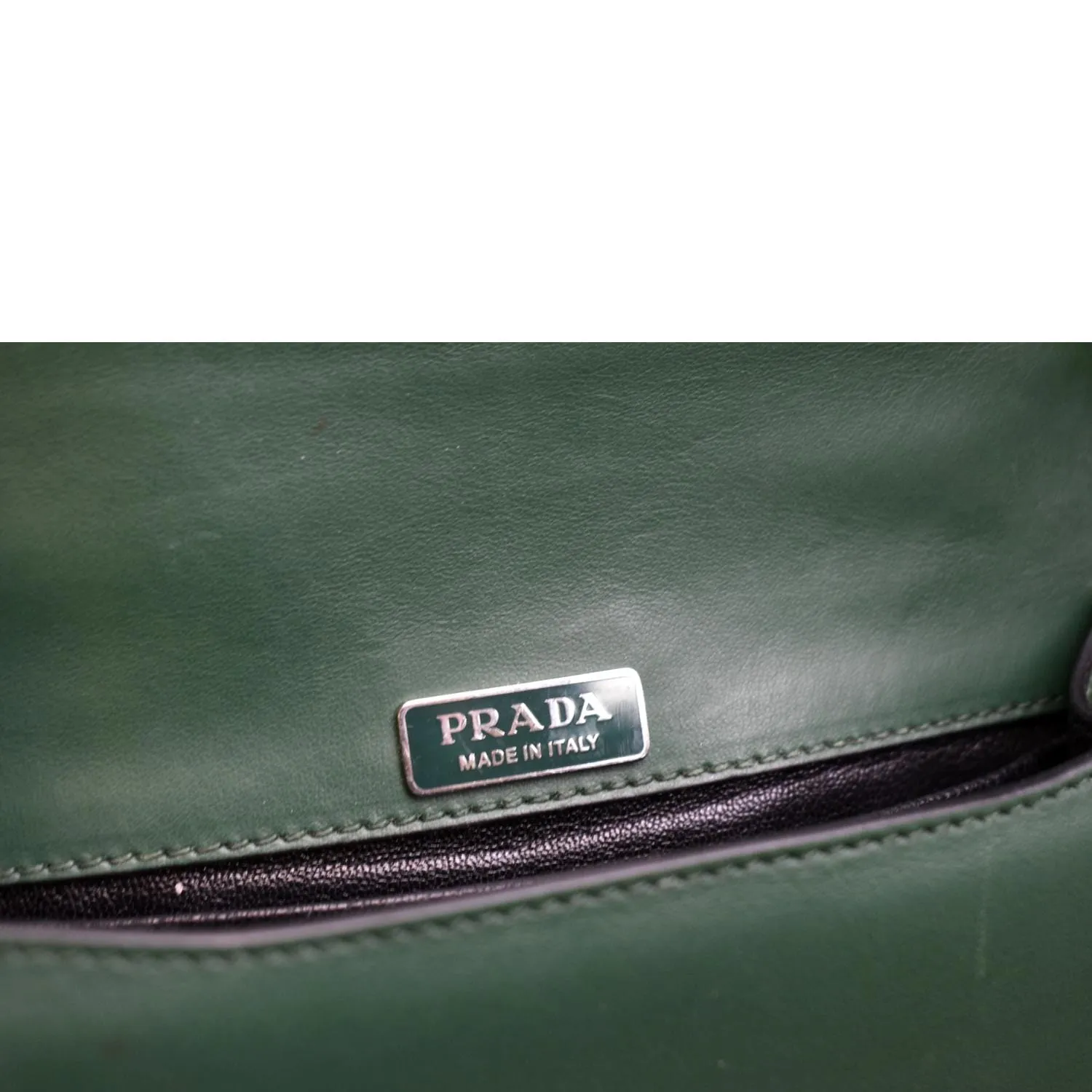 PRADA Cahier Swarovski Crystals Leather Shoulder Bag Green