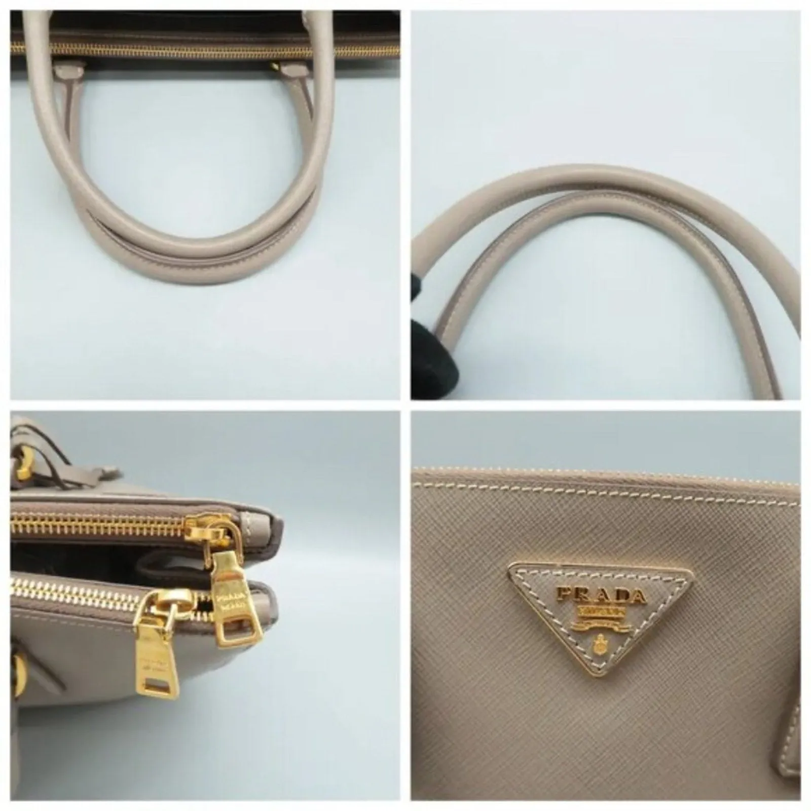 PRADA Galleria Grey Leather Satchel;