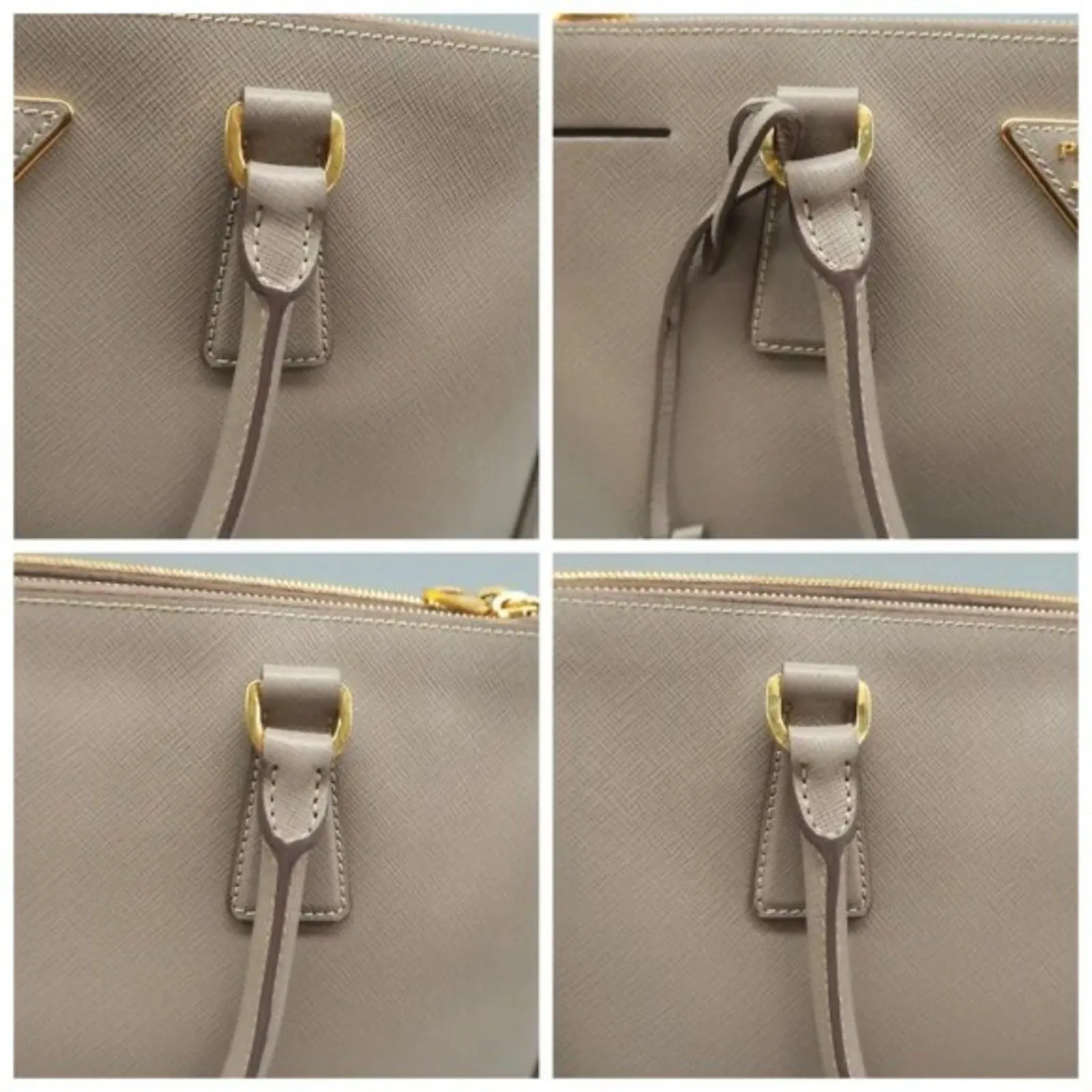 PRADA Galleria Grey Leather Satchel;