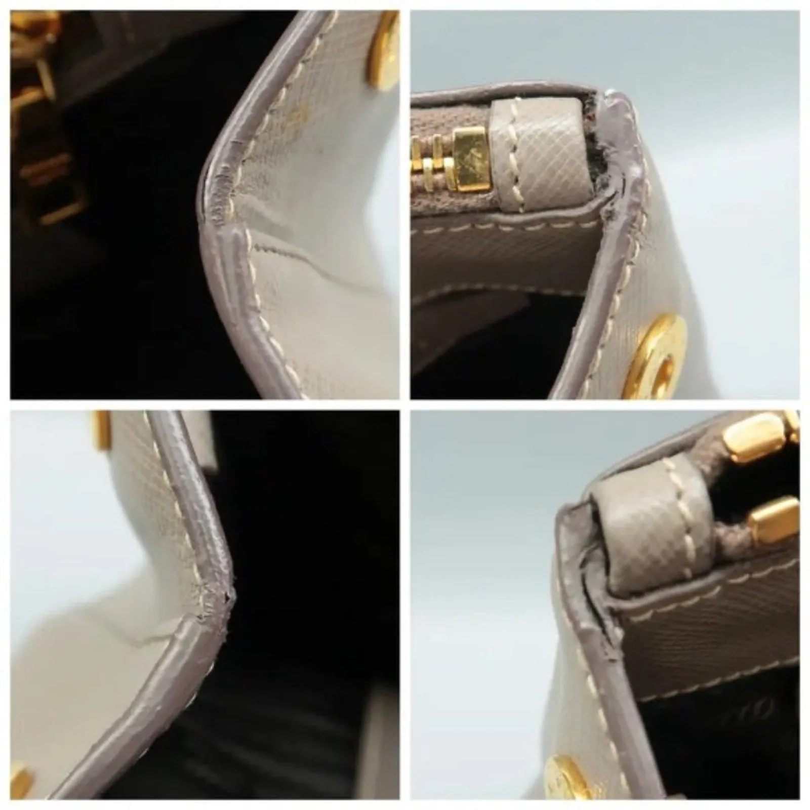 PRADA Galleria Grey Leather Satchel;