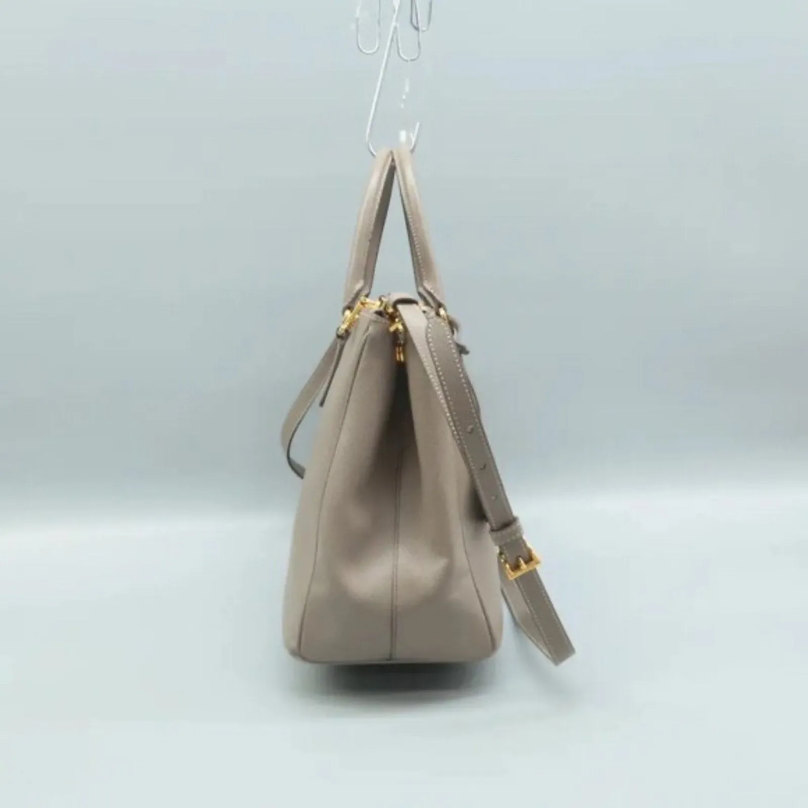 PRADA Galleria Grey Leather Satchel;