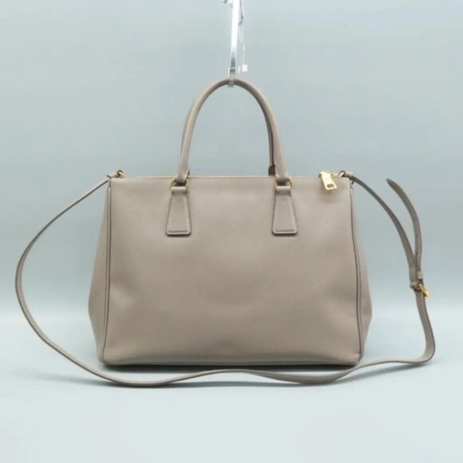 PRADA Galleria Grey Leather Satchel;