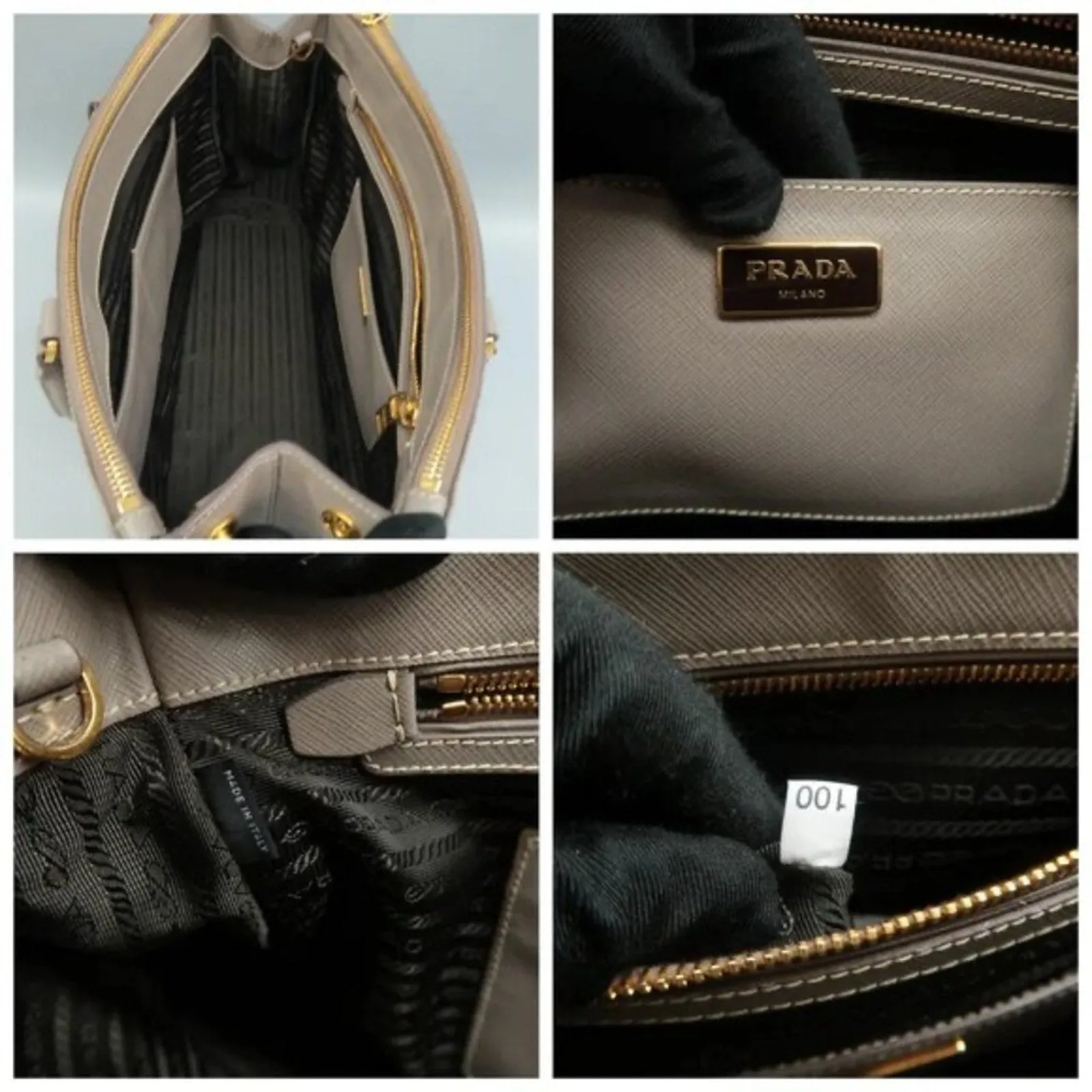 PRADA Galleria Grey Leather Satchel;