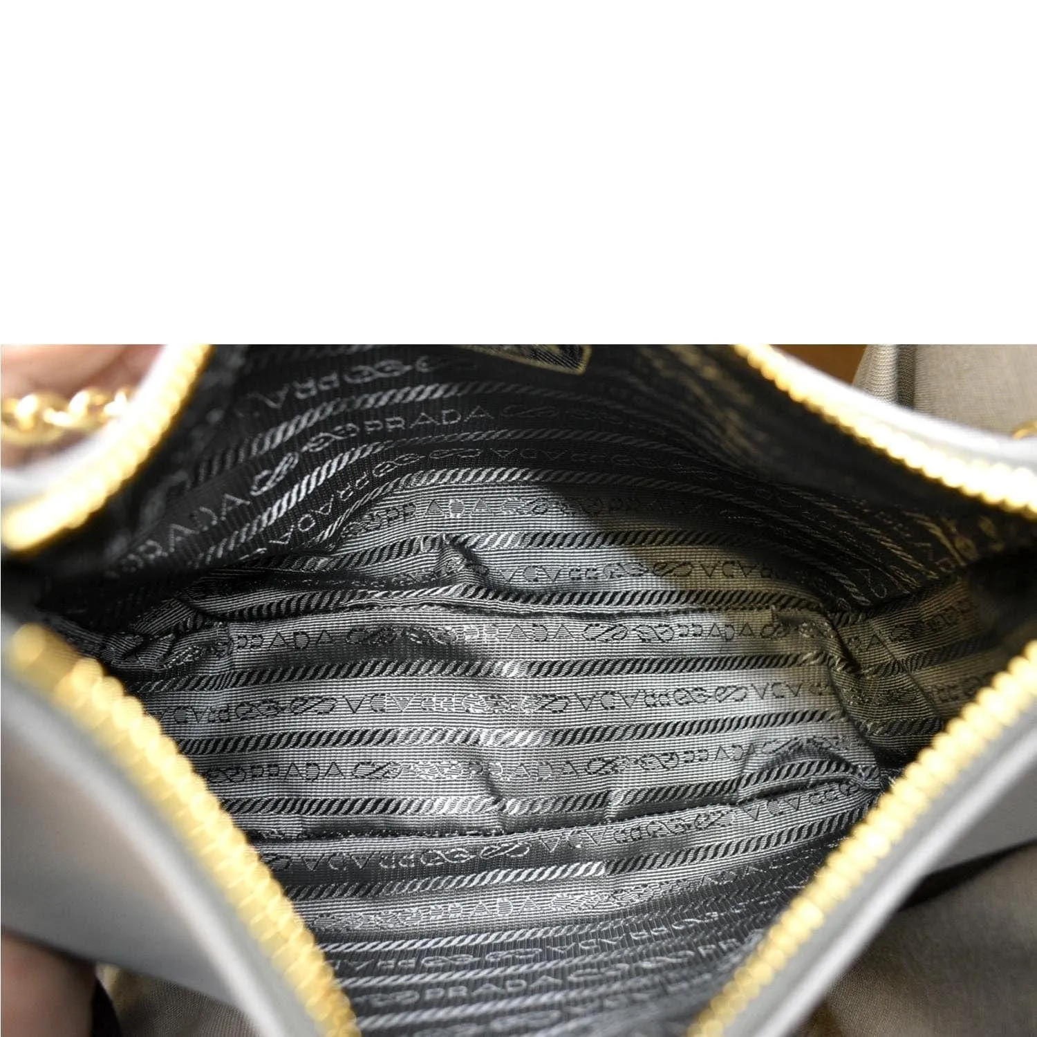 PRADA Re-Edition 2005 Saffiano Leather Shoulder Bag Gray