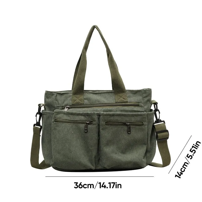 Premium Solid Color Corduroy Tote Bag