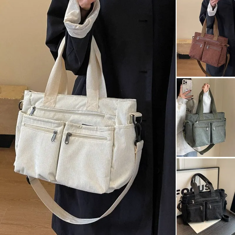 Premium Solid Color Corduroy Tote Bag