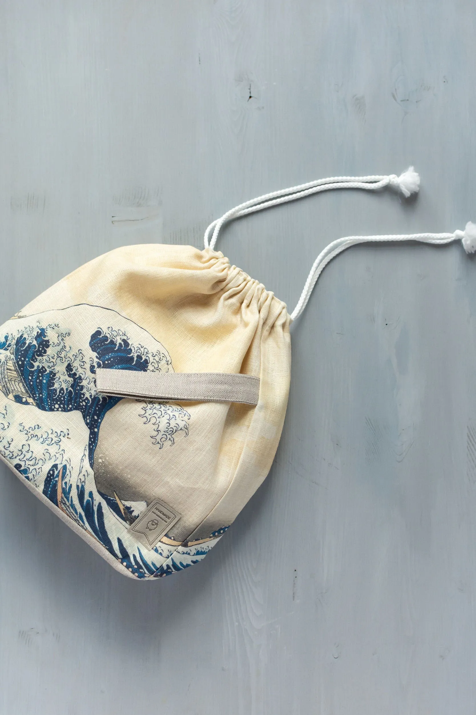 Project Bag. Small. Special KnitterBag design. Bag inspired by Katsushika Hokusai "Great wave"