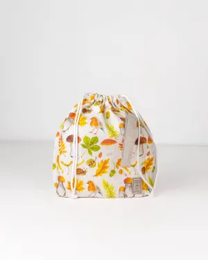 Project bags. Set of 2 Knitter Project Bags. Large and Small.  Autumn leaf print